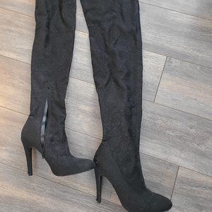 Thigh high lace boots